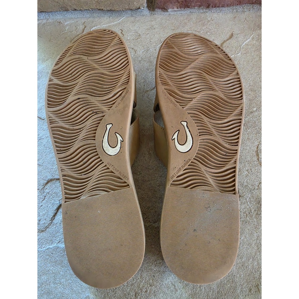 Olukai La'i Slide Sandals Criss Cross Taupe Slides Slip Ons Women's US Size 9 - Picture 8 of 9